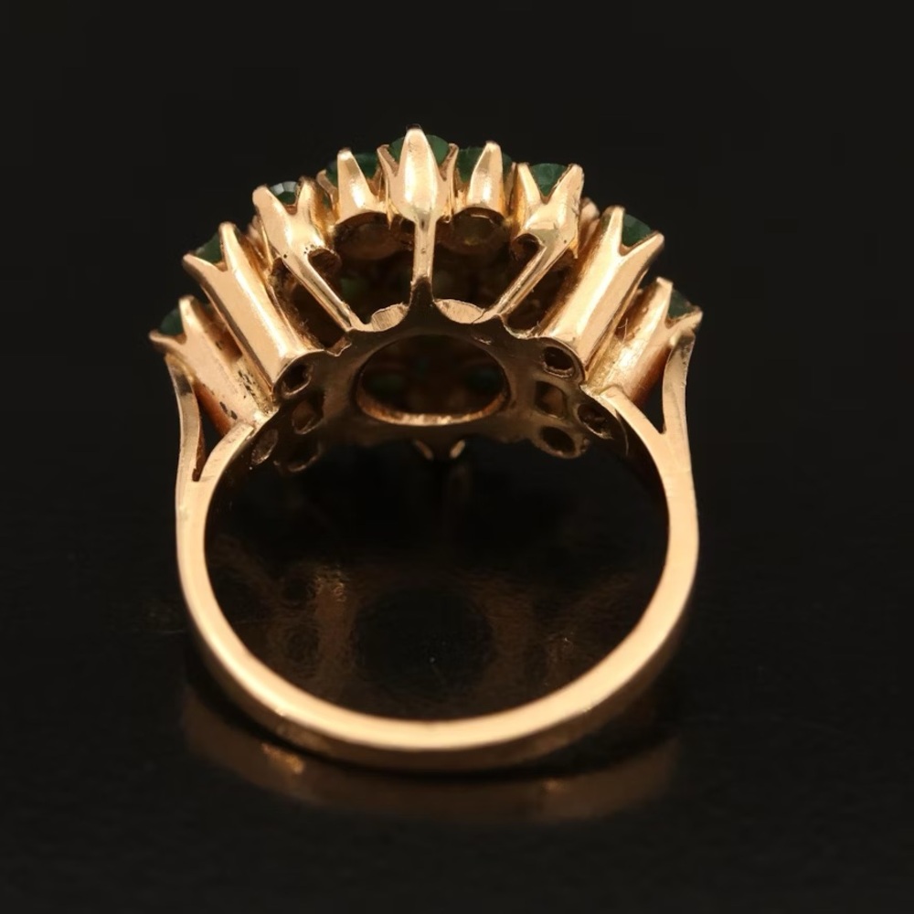 Antique Style 18k Emerald Cluster Ring - image 2